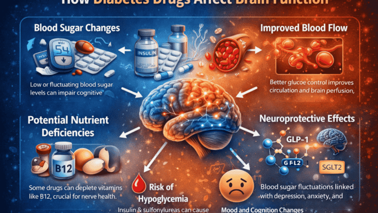 Diagram showing how diabetes drugs affects brain function