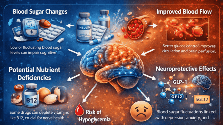 Diagram showing how diabetes drugs affects brain function